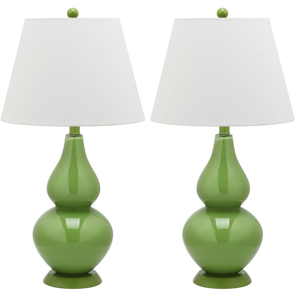 Safavieh LIT4088G CYBIL DOUBLE GOURD (SET OF 2) GREEN BASE AND NECK TABLE LAMP